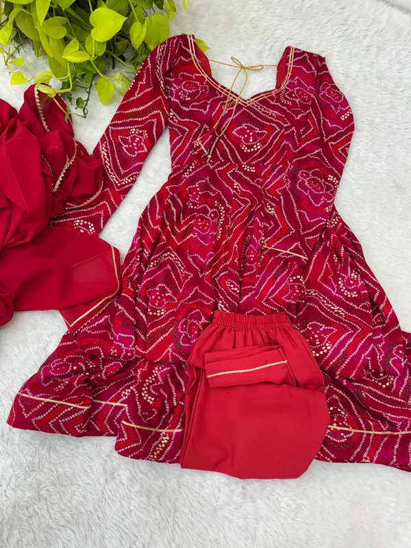 Red_Premium_And_Fancy_Design_Viscose_Rayon_Gown_Set_For_Women