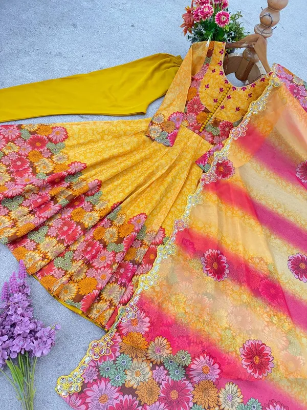 Yellow_Premium_And_Fancy_Design_Teddy_Organza_Gown_Set_For_Women