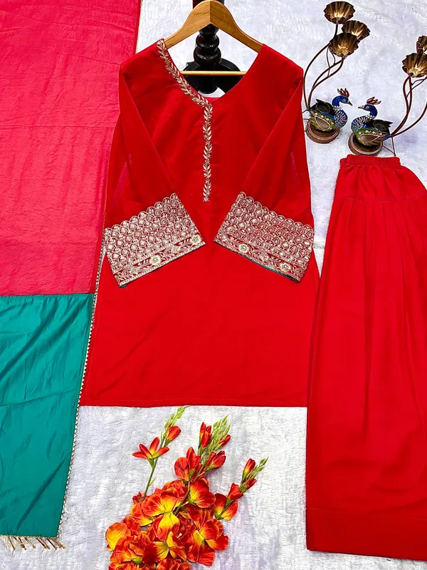 Red_Premium_And_Fancy_Design_Faux_Georgette_Farsi_Suit_Set_For_Women