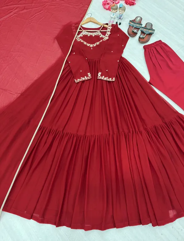 Maroon_Premium_And_Fancy_Design_Heavy_Faux_Georgette_Suit_Set_For_Women