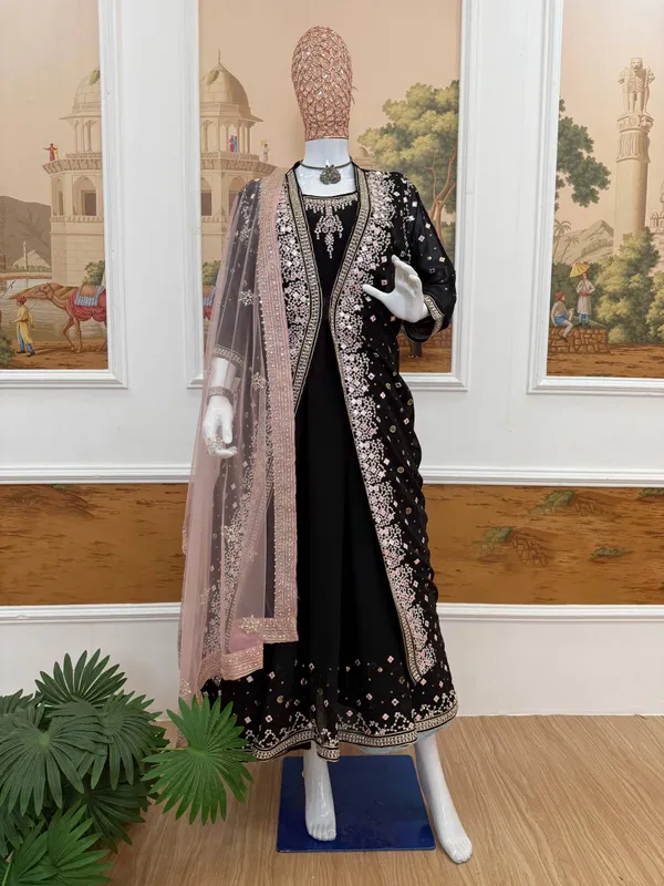 Black_Premium_And_Fancy_Design_Faux_Georgette_Suit_Set_For_Women