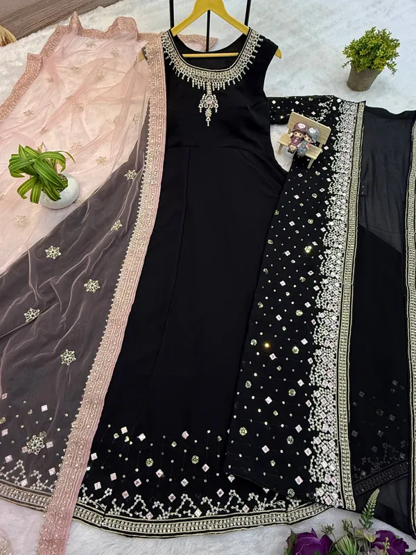 Black_Premium_And_Fancy_Design_Faux_Georgette_Suit_Set_For_Women