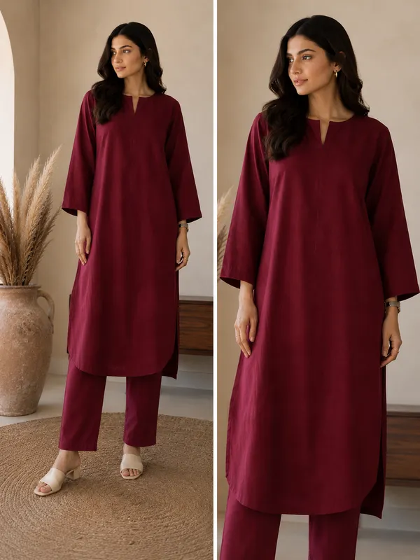 Maroon_Straight_Kurta_Set_For_Women