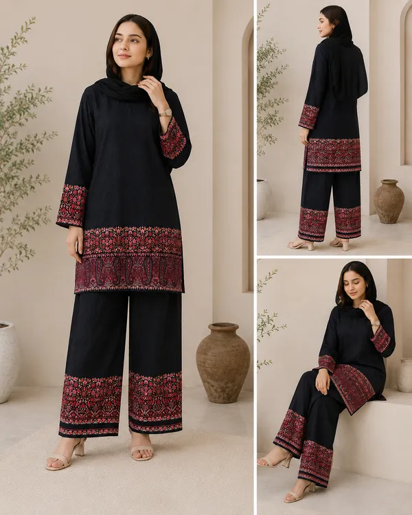 Black_Rayon__Kashmiri_Kurta_Set_For_Women