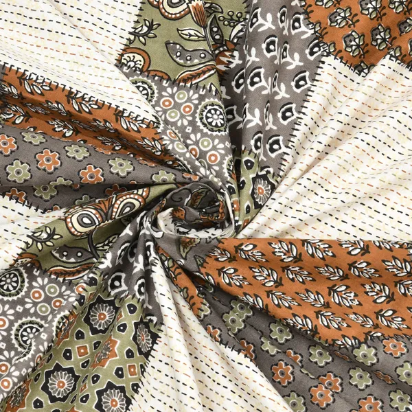 Orange_And_Green_Cotton_Feel_Patchwork_Bedding_Set_95_X_108_Inch