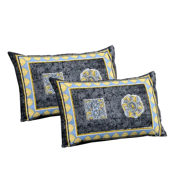 Blue_And_Yellow_Cotton_Feel_Printed_Bedsheet_108_X_108_Inch
