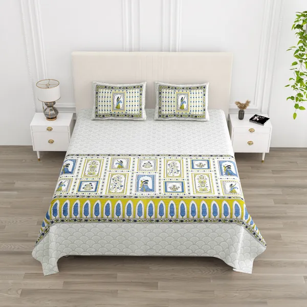 Blue_And_Green_Cotton_Feel_Printed_Bedsheet_100_X_108_Inch