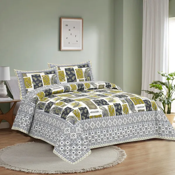 Green_And_Blue_Cotton_Feel_Printed_Bedding_Set_108_X_108_Inch