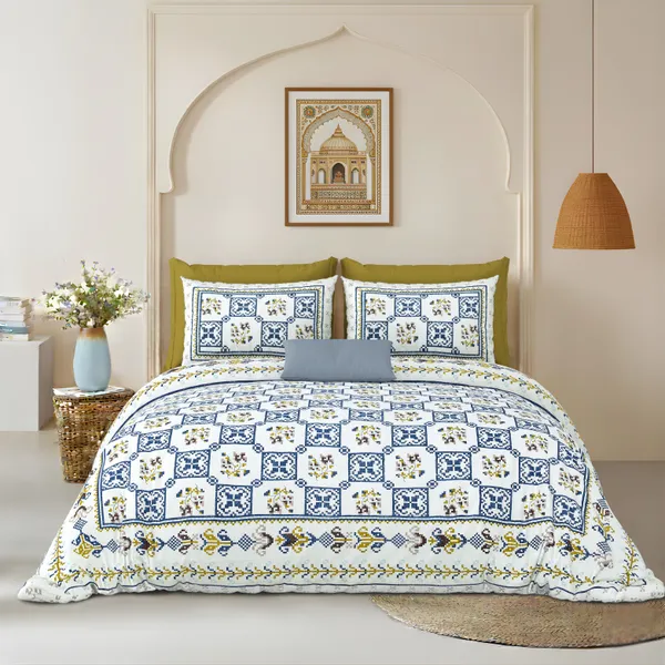 Light_Blue_Cotton_Feel_Mosaic_Print_Bedding_Set_100_X_108_Inch