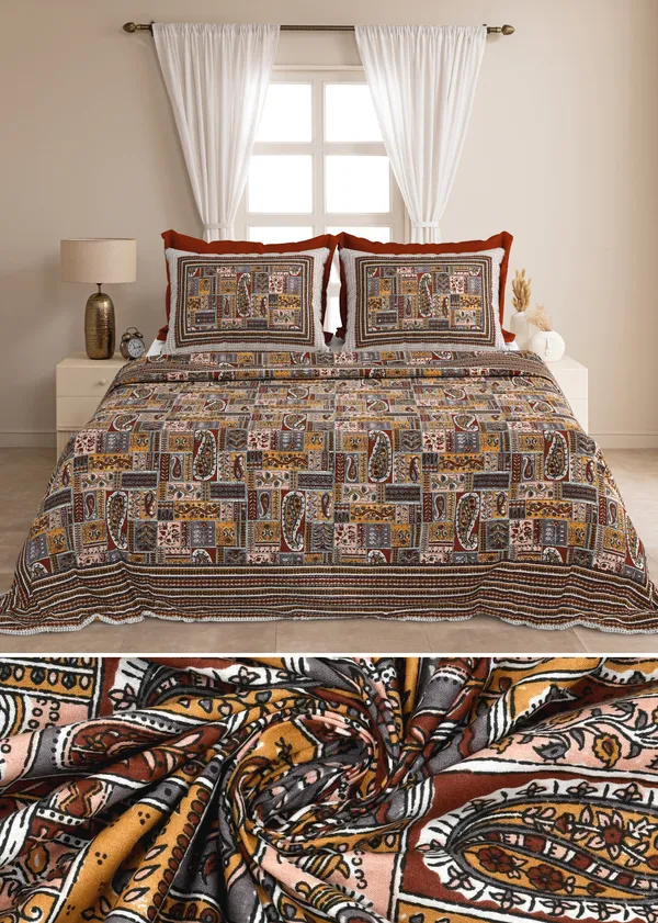 Brown_And_Mustard_Cotton_Feel_Printed_Bedding_Set_100_X_108_Inch