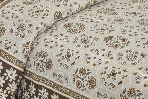 Brown_And_Green_Cotton_Feel_Printed_Bedding_Set_100_X_108_Inch