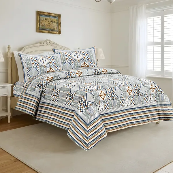 Multicolour_Cotton_Feel_Geometric_Print_Bedsheet_108_X_108_Inch