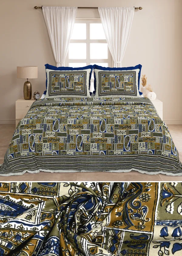 Gray_And_Green_Cotton_Feel_Printed_Bedding_Set_100_X_108_Inch
