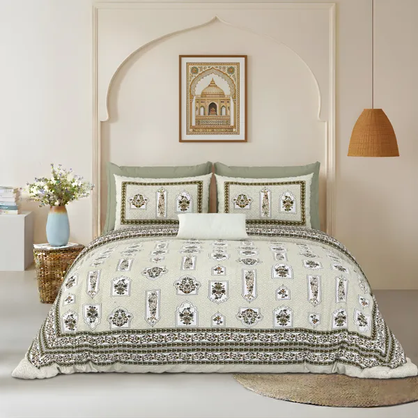 Beige_And_Green_Cotton_Feel_Printed_Pillow_Cover_108_X_108_Inch