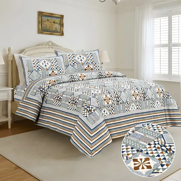 Multicolour_Cotton_Feel_Geometric_Print_Bedsheet_108_X_108_Inch