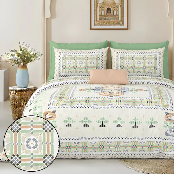 Light_Green__Cotton_Feel_Geometric_Print_Pillow_Cover_100_X_108_Inch