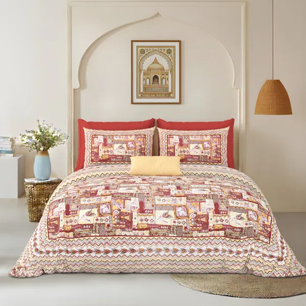 Orange_Cotton_Feel_Printed_Bedding_Set_100_X_108_Inch