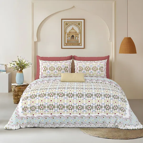 Maroon_Cotton_Feel_Geometric_Print_Bedding_Set_100_X_108_Inch