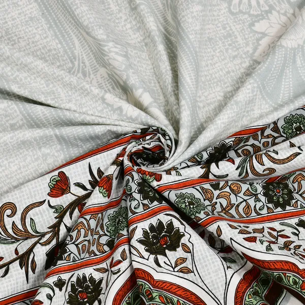 Orange_And_Green_Cotton_Feel_Mughal_Art_Pillow_Cover_100_X_108_Inch