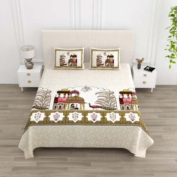 Olive_Green__Cotton_Feel_Printed_Bedding_Set_100_X_108_Inch