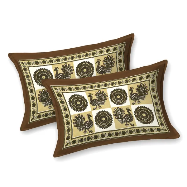 Brown_And_Beige_Cotton_Feel_Printed_Pillow_Cover_100_X_108_Inch
