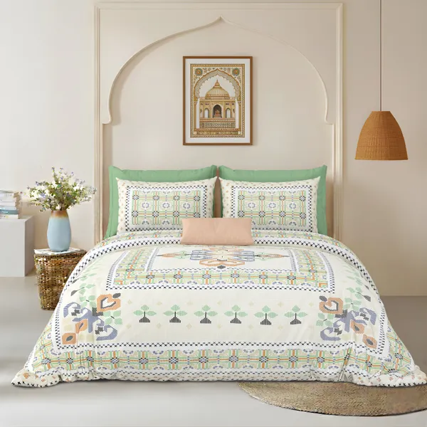 Light_Green__Cotton_Feel_Geometric_Print_Pillow_Cover_100_X_108_Inch