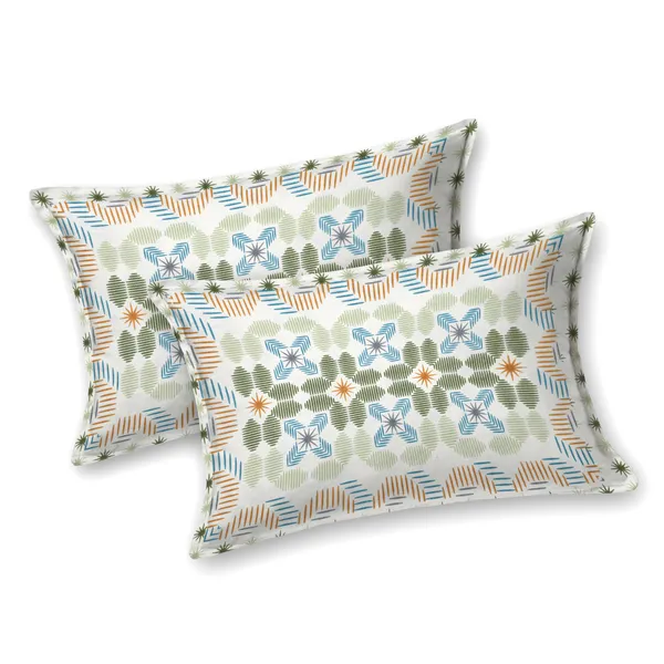 Light_Green_And_Rust_Cotton_Feel_Geometric_Print_Bedsheet_100_X_108_Inch