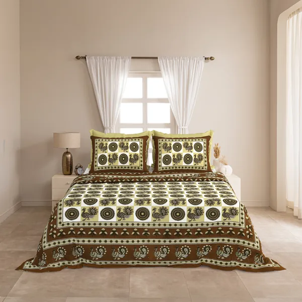 Brown_And_Beige_Cotton_Feel_Printed_Pillow_Cover_100_X_108_Inch