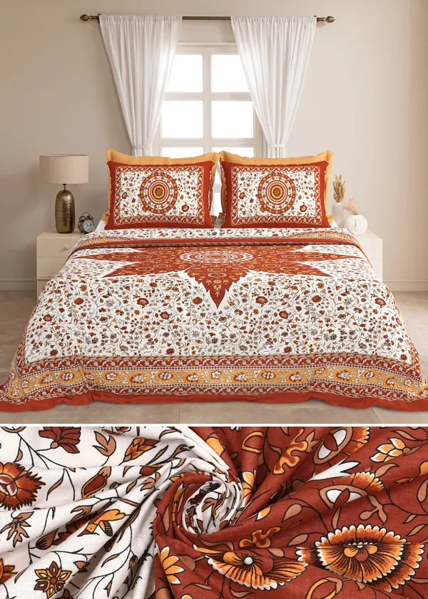 Rust_And_Orange_Cotton_Feel_Printed_Bedding_Set_100_X_108_Inch