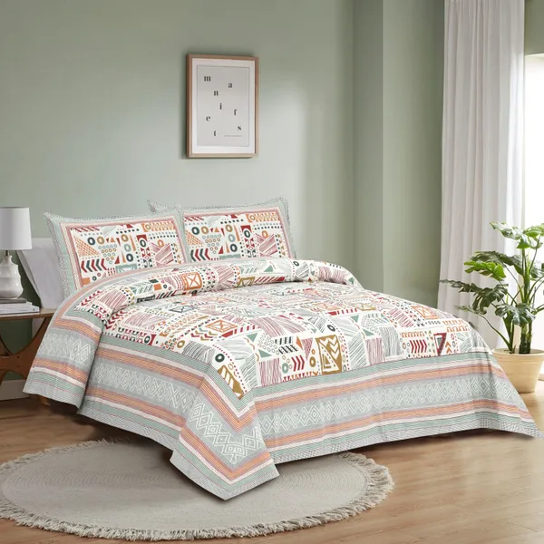 Pink_And_White__Cotton_Feel_Geometric_Print_Bedding_Set_108_X_108_Inch