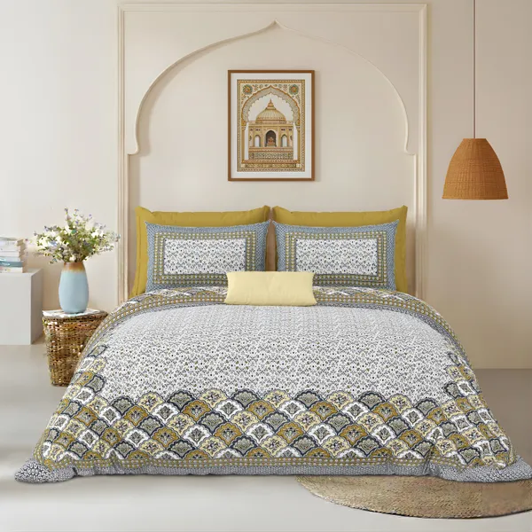 Gray_And_Yellow_Cotton_Feel_Printed_Bedding_Set_108_X_108_Inch