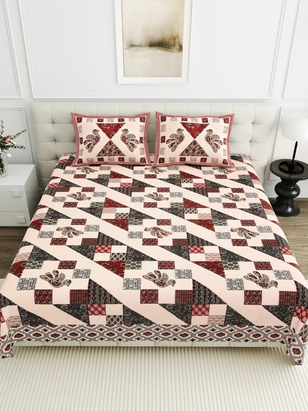 Pink__Cotton_Feel_Printed_Bedsheet_95_X_108_Inch