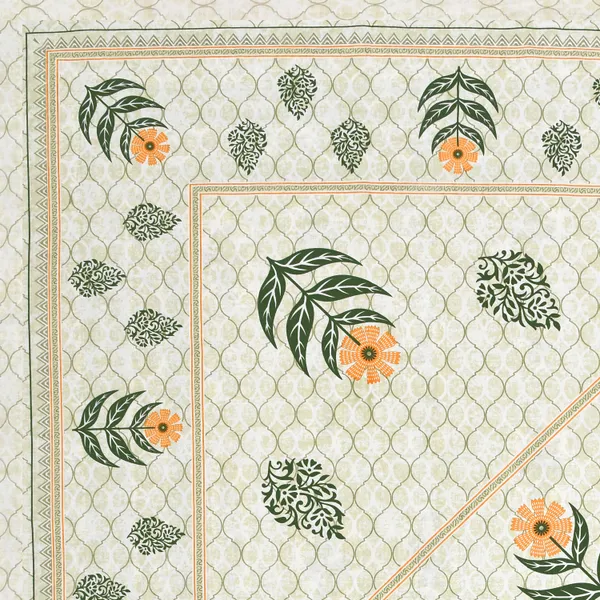 Green_And_Orange_Cotton_Feel_Printed_Bedding_Set_108_X_108_Inch