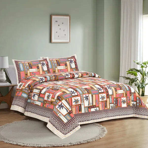 Pink__Cotton_Feel_Geometric_Print_Bedding_Set_108_X_108_Inch