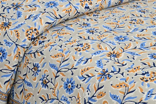 Blue_And_Beige_Cotton_Feel_Printed_Bedsheet_108_X_108_Inch