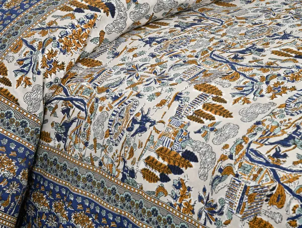 Blue_And_Mustard_Cotton_Feel_Printed_Pillow_Cover_100_X_108_Inch