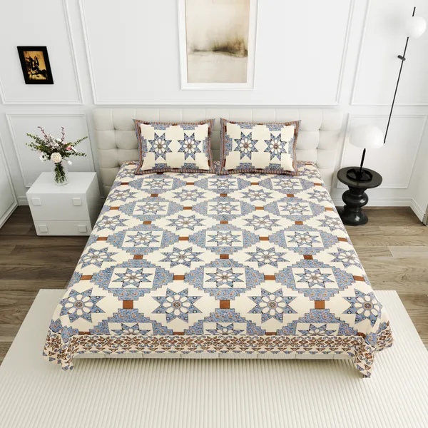Blue_And_White_Cotton_Feel_Geometric_Print_Bedding_Set_95_X_108_Inch