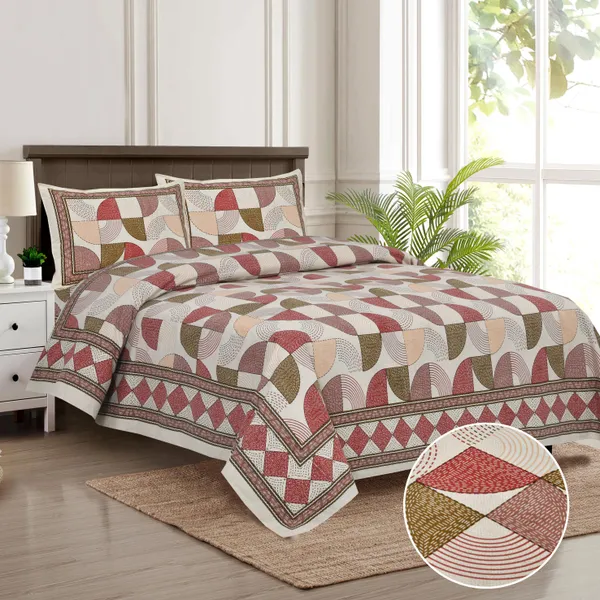 Red_And_Mustard_Cotton_Feel_Geometric_Print_Bedding_Set_100_X_108_Inch