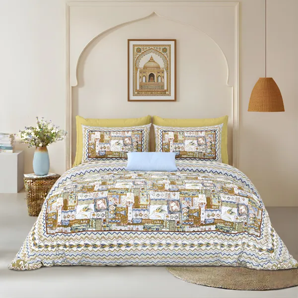 Yellow_Cotton_Feel_Printed_Bedding_Set_100_X_108_Inch