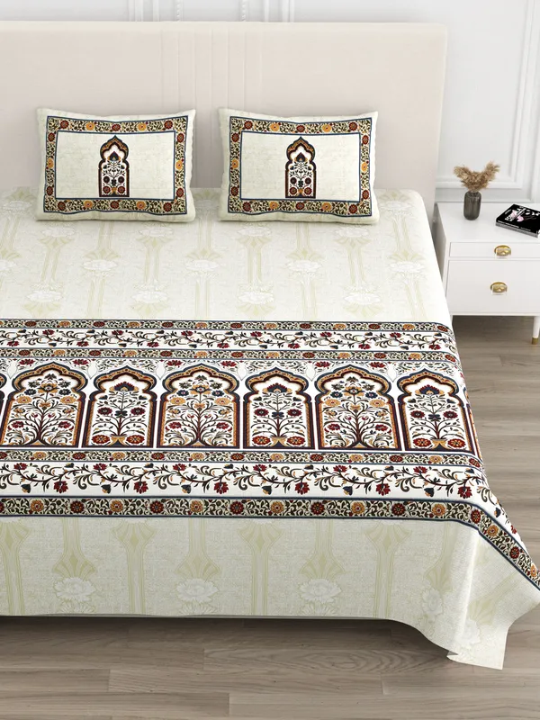 Red_And_White_Cotton_Feel_Mughal_Art_Bedding_Set_100_X_108_Inch