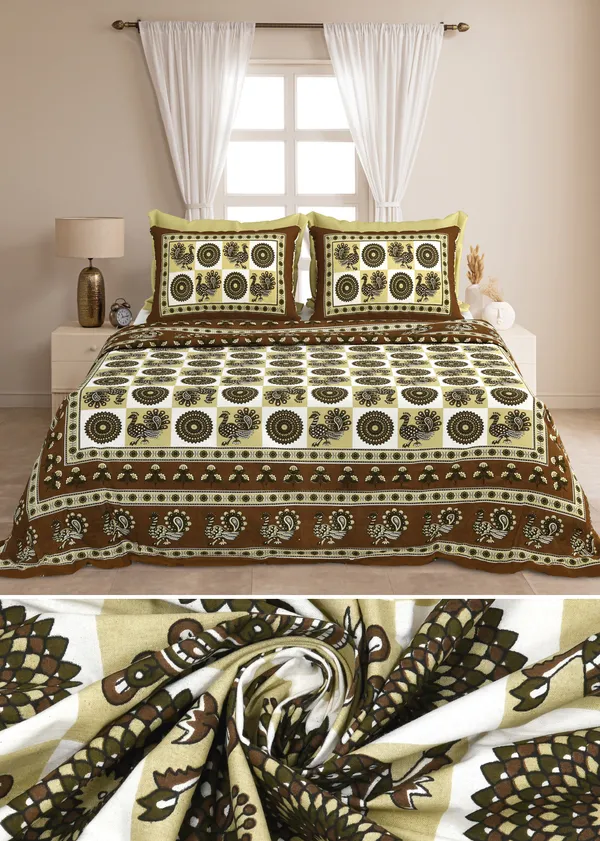 Brown_And_Beige_Cotton_Feel_Printed_Pillow_Cover_100_X_108_Inch