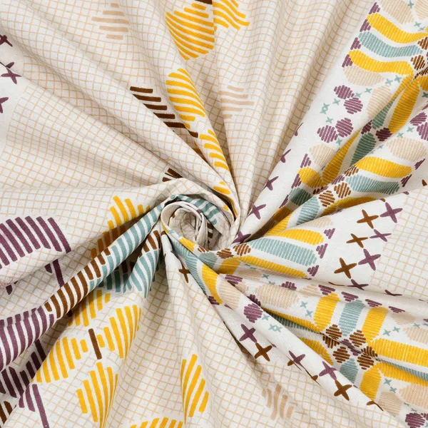 Yellow_And_Purple_Print_Cotton_Feel_Geometric_Print_Bedding_Set_100_X_108_Inch
