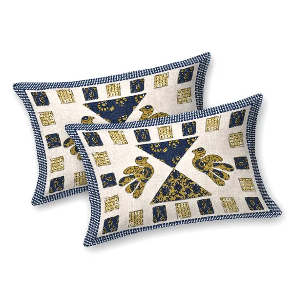 Blue_And_Green_Cotton_Feel_Geometric_Print_Bedding_Set_95_X_108_Inch