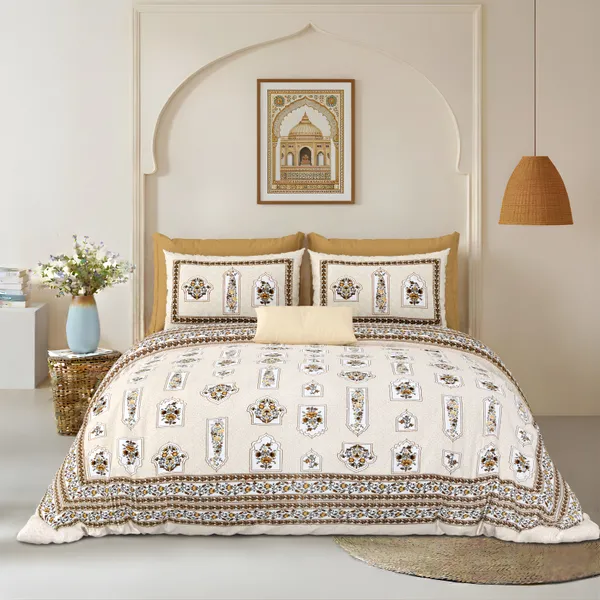 Beige__Cotton_Feel_Printed_Bedding_Set_108_X_108_Inch