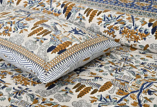 Blue_And_Mustard_Cotton_Feel_Printed_Pillow_Cover_100_X_108_Inch