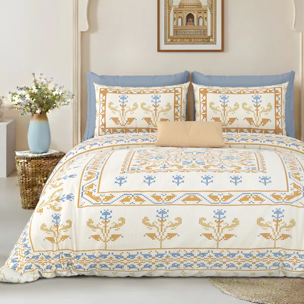 Green_And_Blue_Cotton_Feel_Floral_Embroidery_Bedding_Set_100_X_108_Inch