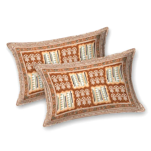 Orange_Cotton_Feel_Geometric_Print_Bedsheet_100_X_108_Inch
