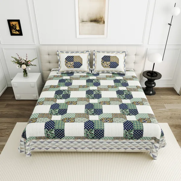 Green_And_Blue_Cotton_Feel_Geometric_Print_Bedding_Set_95_X_108_Inch