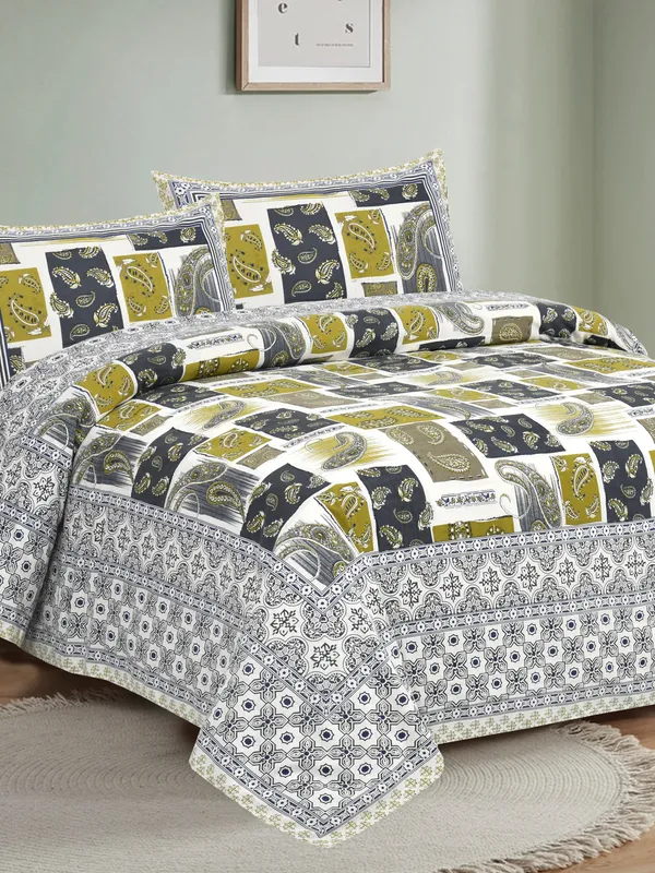 Green_And_Blue_Cotton_Feel_Printed_Bedding_Set_108_X_108_Inch