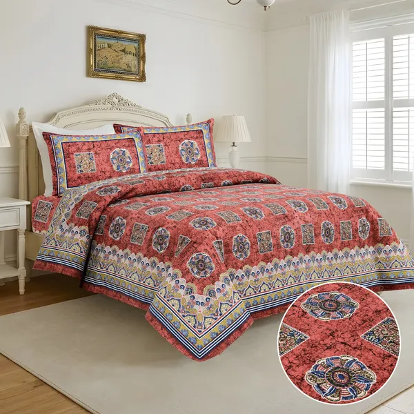 Coral_Red_Cotton_Feel_Printed_Bedding_Set_108_X_108_Inch